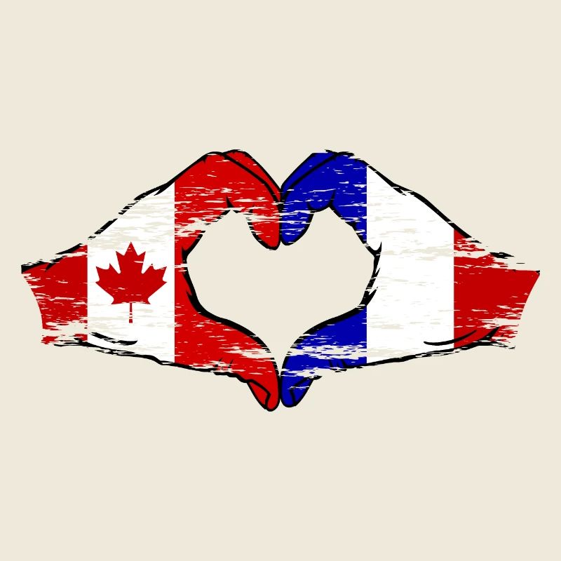 Forme de coeur Canada France avec mains utilisées