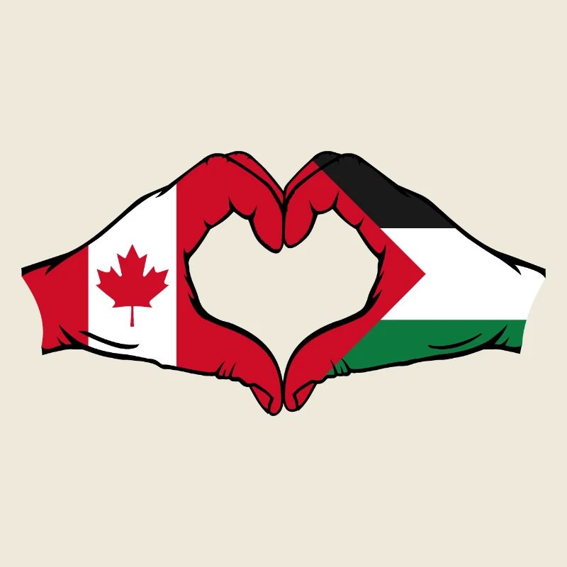 Canada Palestine en forme de coeur avec les mains
