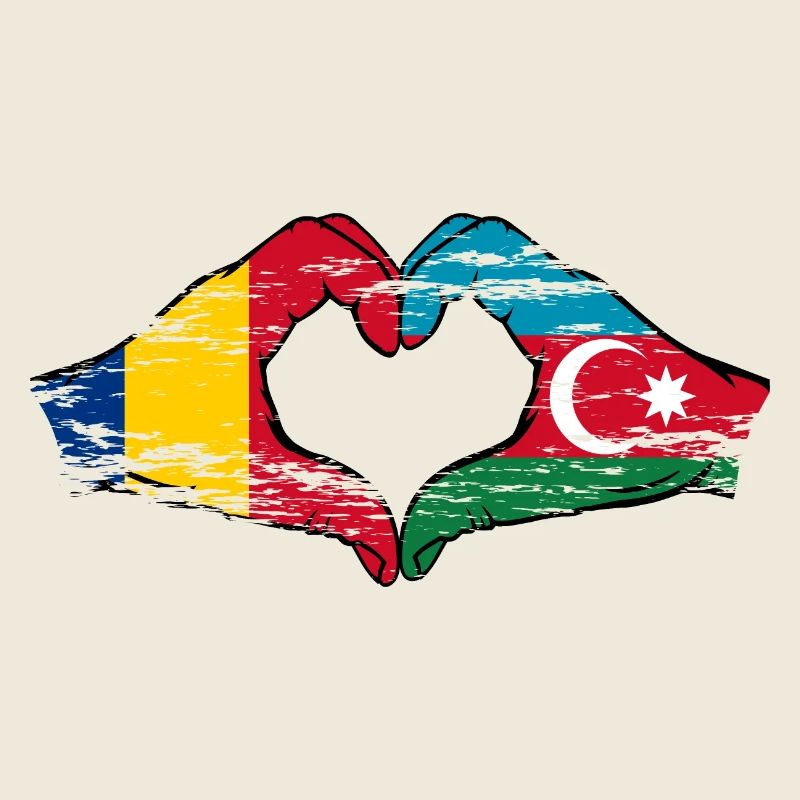 Roumanie Azerbaïdjan forme de coeur avec des mains utilisées