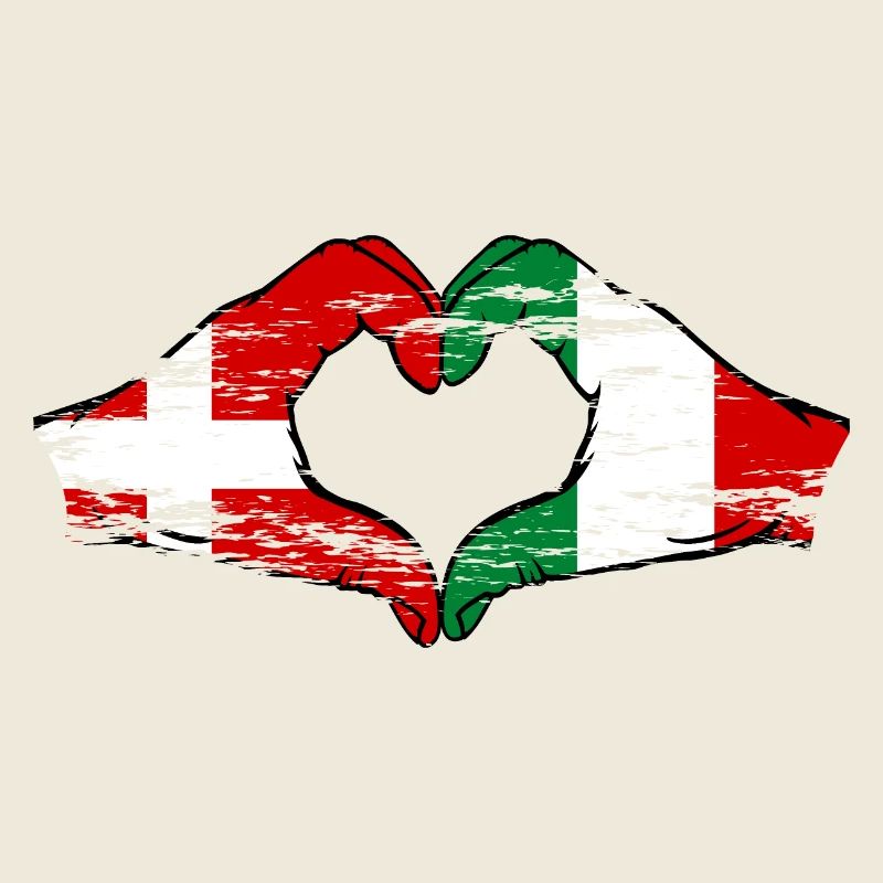 Danemark Italie forme de coeur avec des mains utilisées