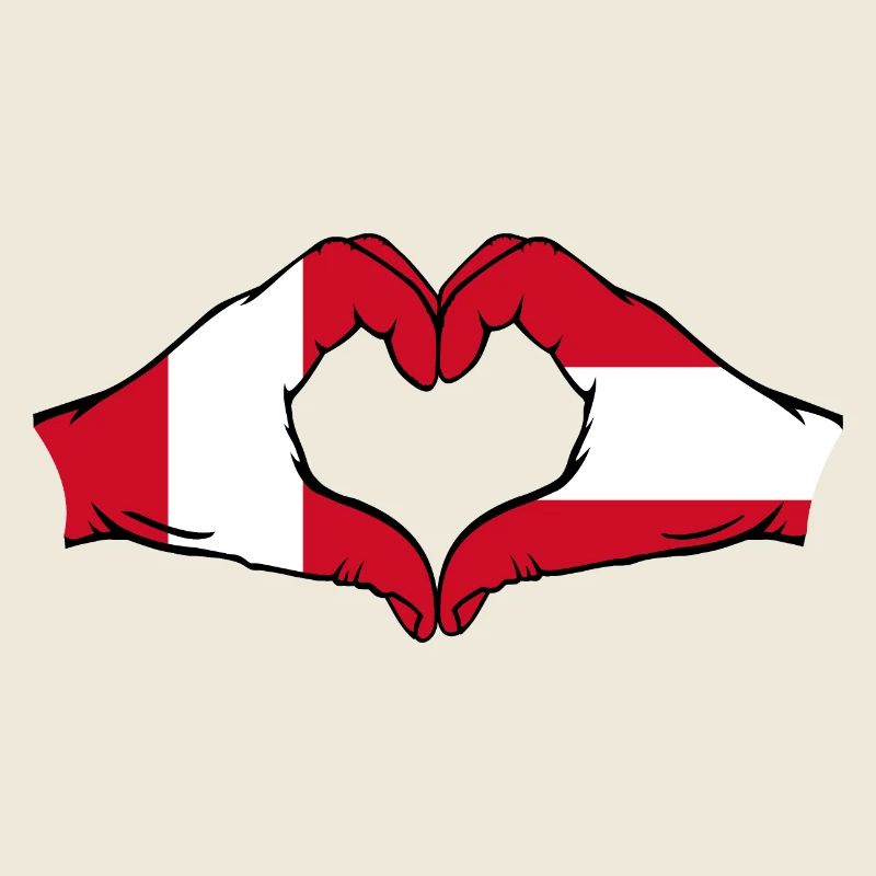 Pérou Autriche drapeau mains forme de coeur