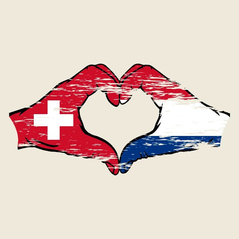 Suisse Hollande Drapeau Mains Coeur Forme Utilisé