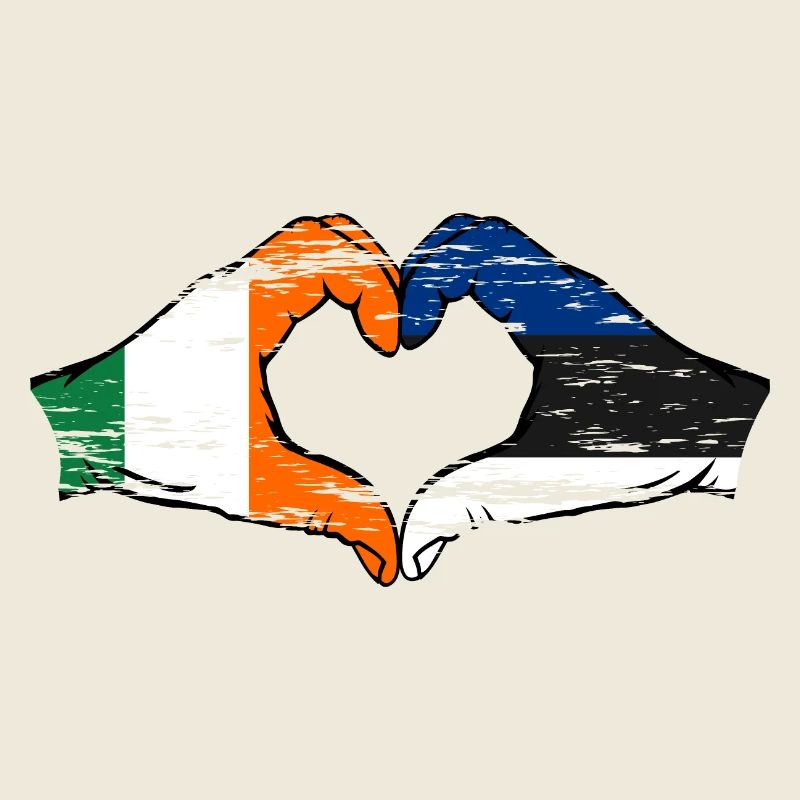Irlande Drapeau Estonie mains forme de coeur utilisé