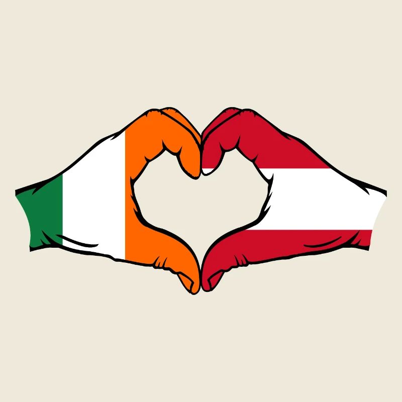 Irlande Autriche Drapeau Aiguilles Forme Coeur