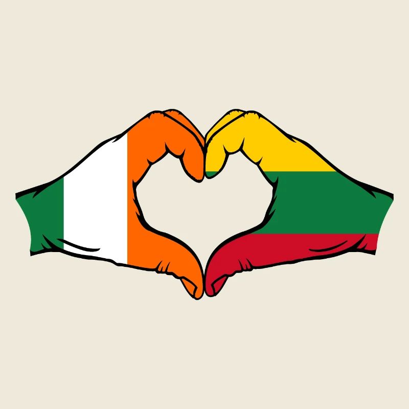 Irlande Lituanie Drapeau Aiguilles Forme De Coeur