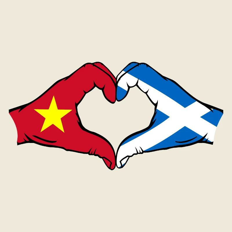 Vietnam Ecosse drapeau mains forme de coeur