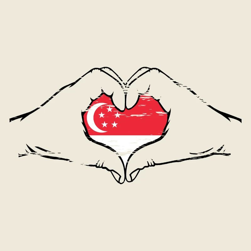 Aiguilles du drapeau de Singapour en forme de coeur utilisées