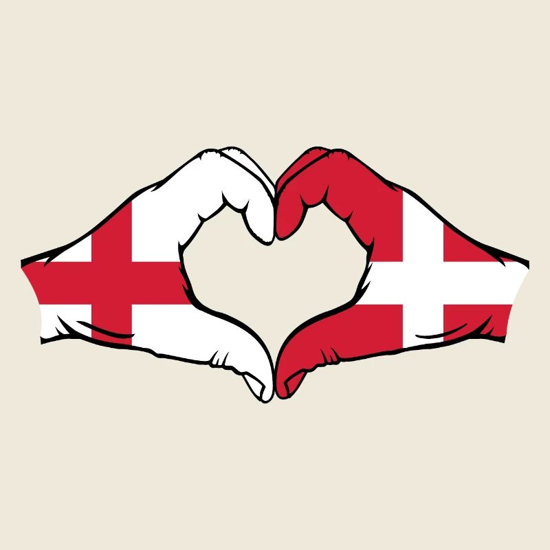 Angleterre Danemark Drapeau Mains Coeur Forme
