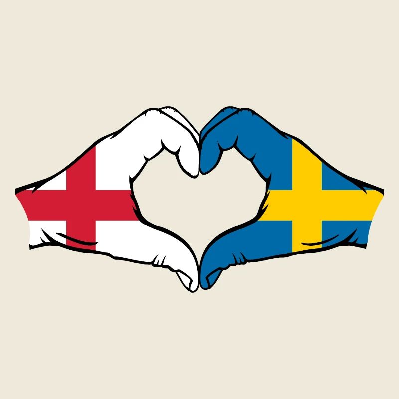 Angleterre Suède Drapeau Mains Coeur Forme