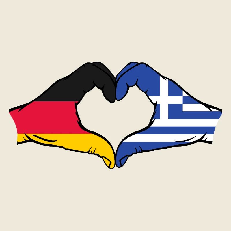 Allemagne Grèce Drapeau Mains Coeur Forme