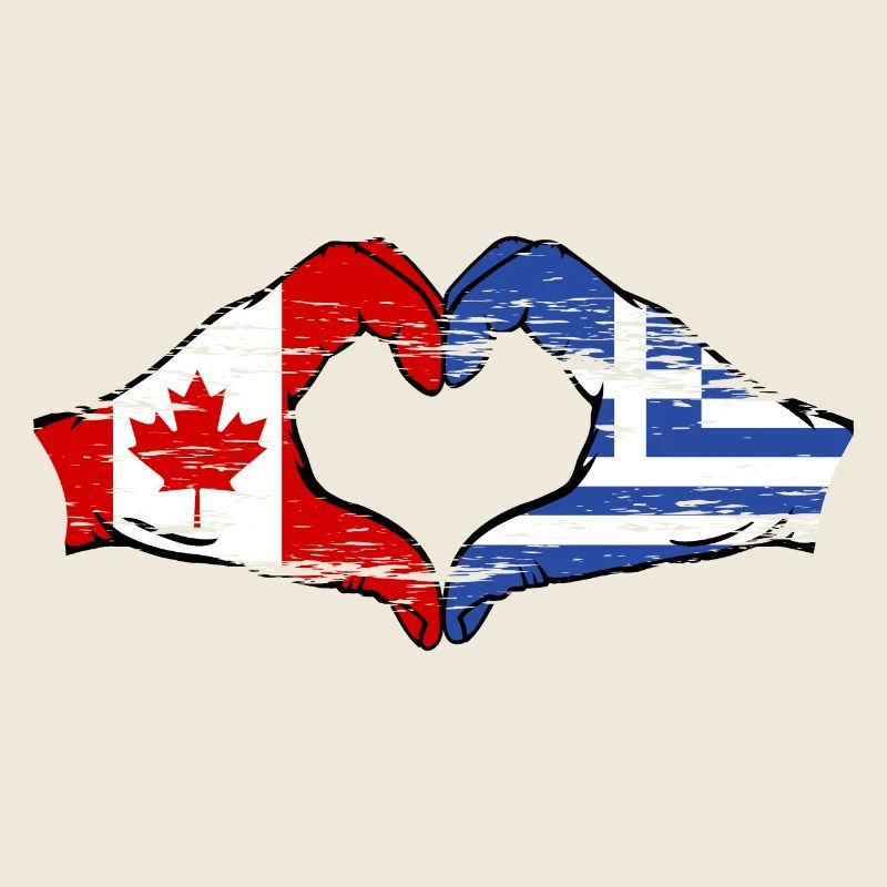 Canada Grèce drapeau mains coeur forme utilisé