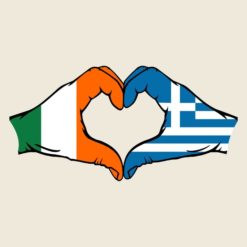 Irlande Grèce Drapeau Mains Coeur Forme