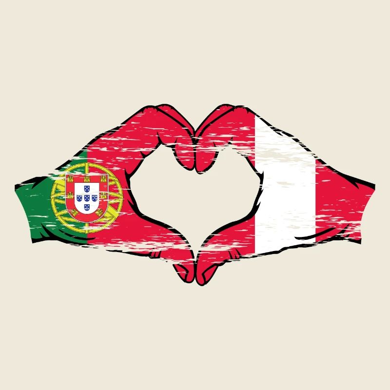 Portugal Drapeau Pérou mains forme coeur utilisé