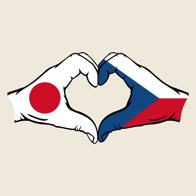 Japon République tchèque drapeau coeur