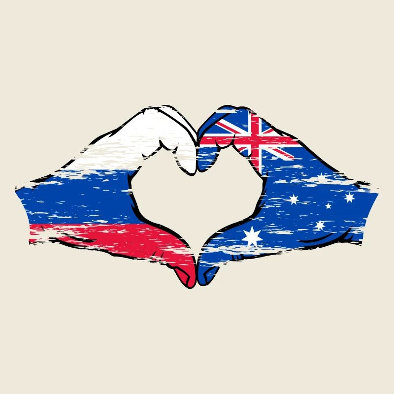 Drapeau de la Russie Australie Forme Coeur Utilisé