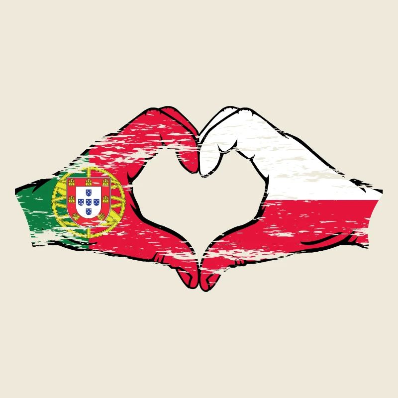 Portugal Pologne Drapeau Coeur Forme Utilisé