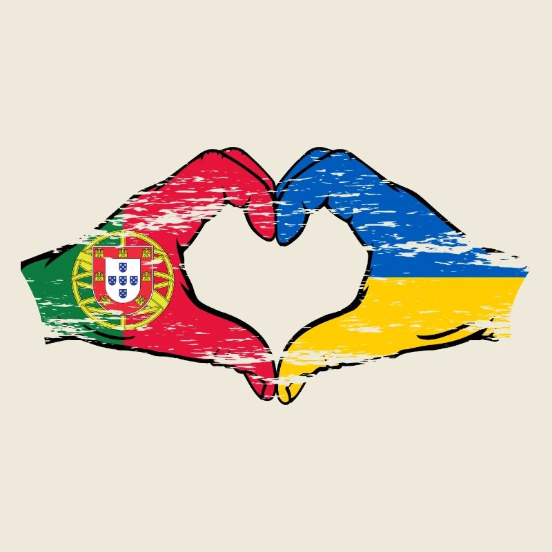 Portugal Ukraine Drapeau Coeur Forme Utilisé