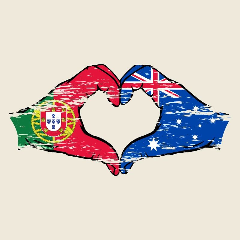 Portugal Australie drapeau coeur forme utilisé