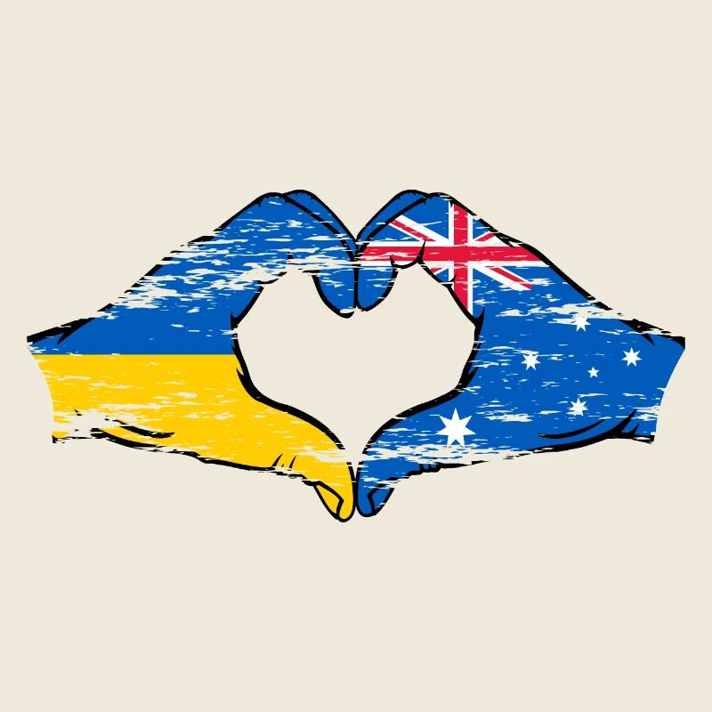 Ukraine Australien Flagge Herzform used