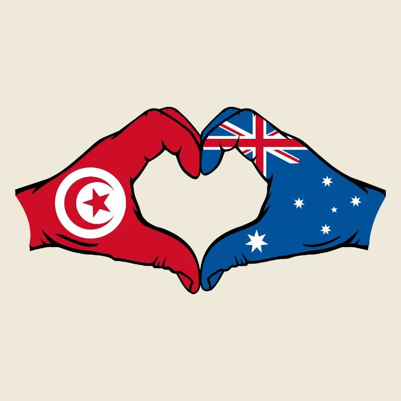 Tunisie Australie Drapeau Coeur Forme
