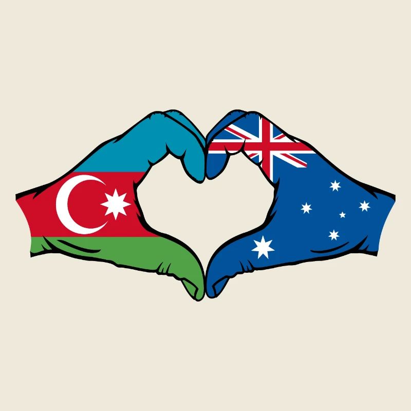 Azerbaïdjan Australie Drapeau Coeur Forme