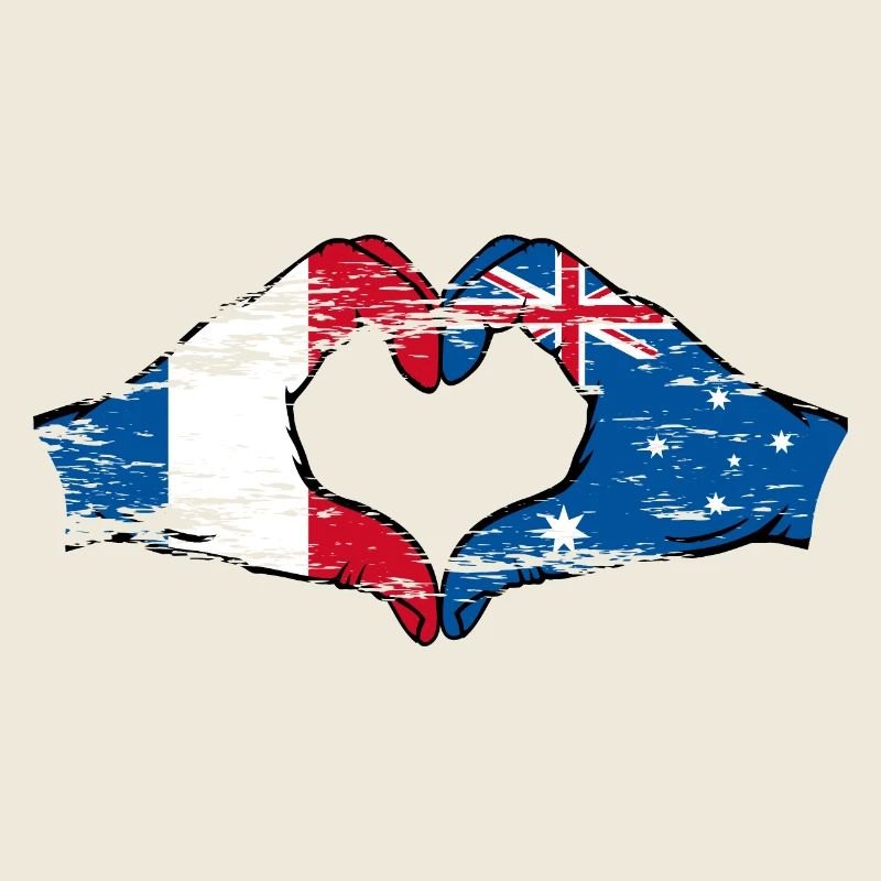 Frankreich Australien Flagge Herzform used