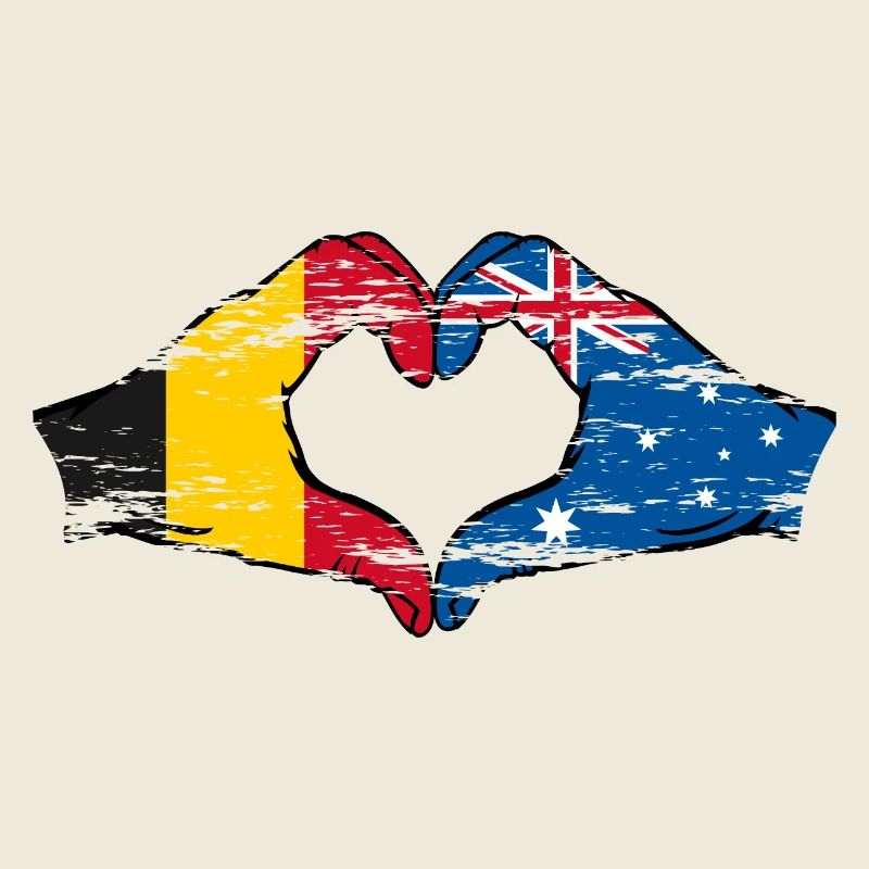 Belgien Australien Flagge Herzform used