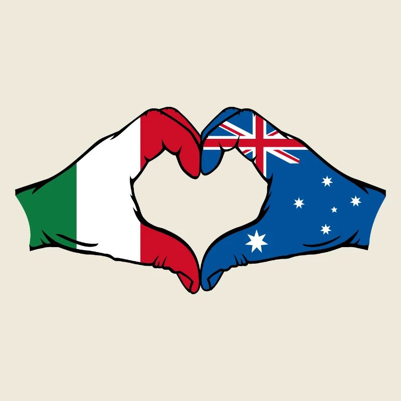Italie Australie Drapeau Coeur Forme
