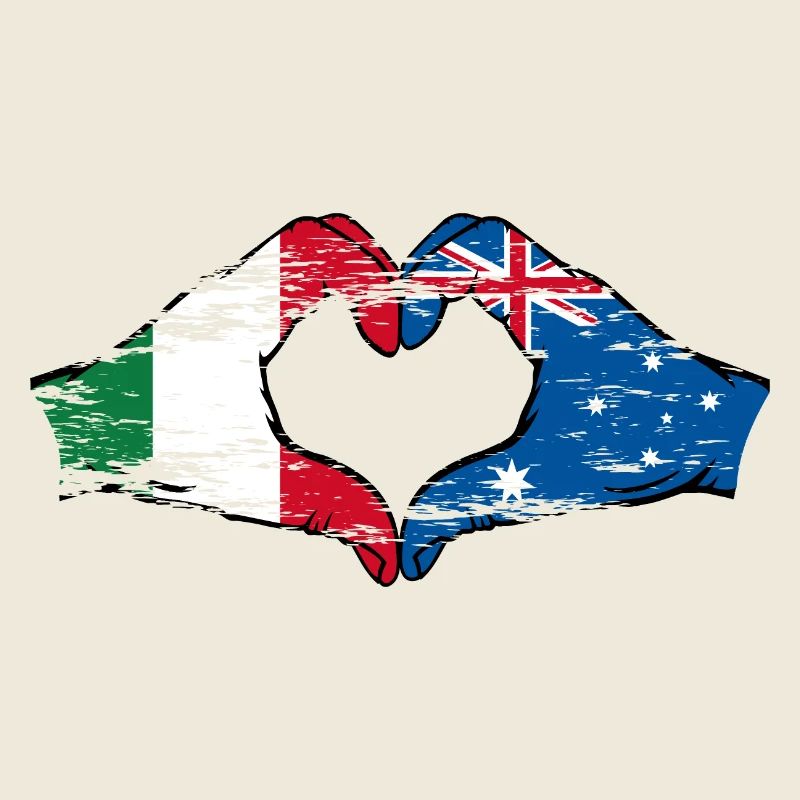 Italie Australie drapeau coeur forme utilisé