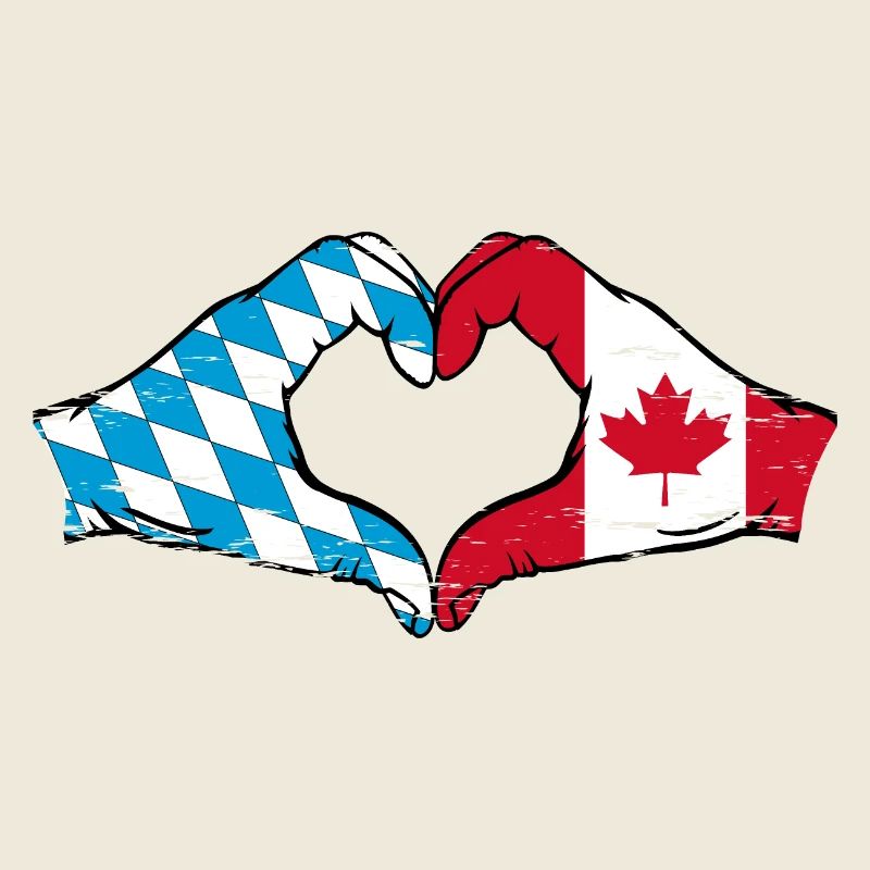 Mains du drapeau du Canada de la Bavière en forme de coeur utilisé