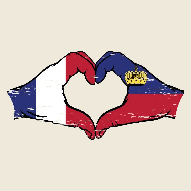 France Liechtenstein drapeau mains coeur utilisé
