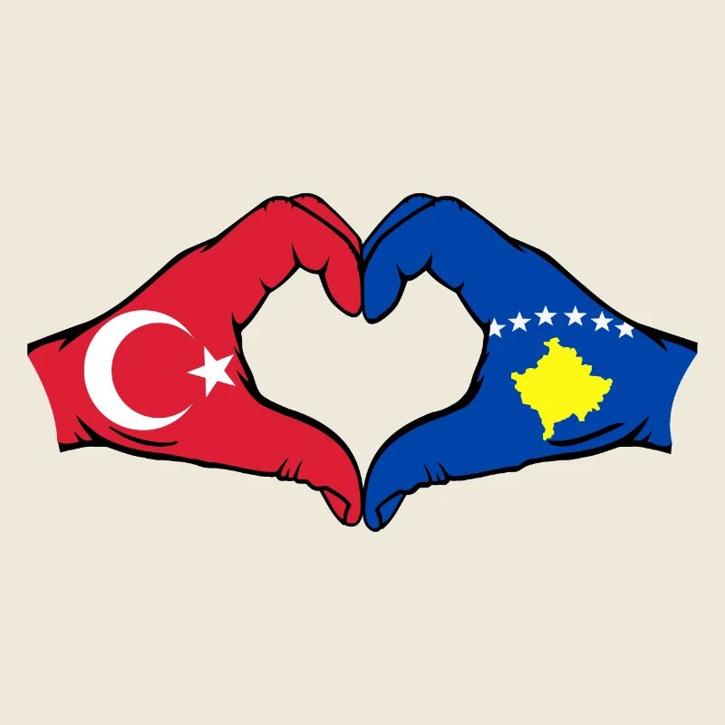 Turkey Kosovo Flag Hands Heart Shape