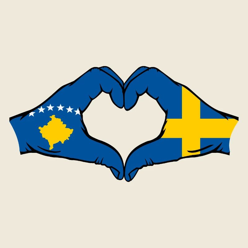 Kosovo Suède Drapeau Mains Coeur Forme