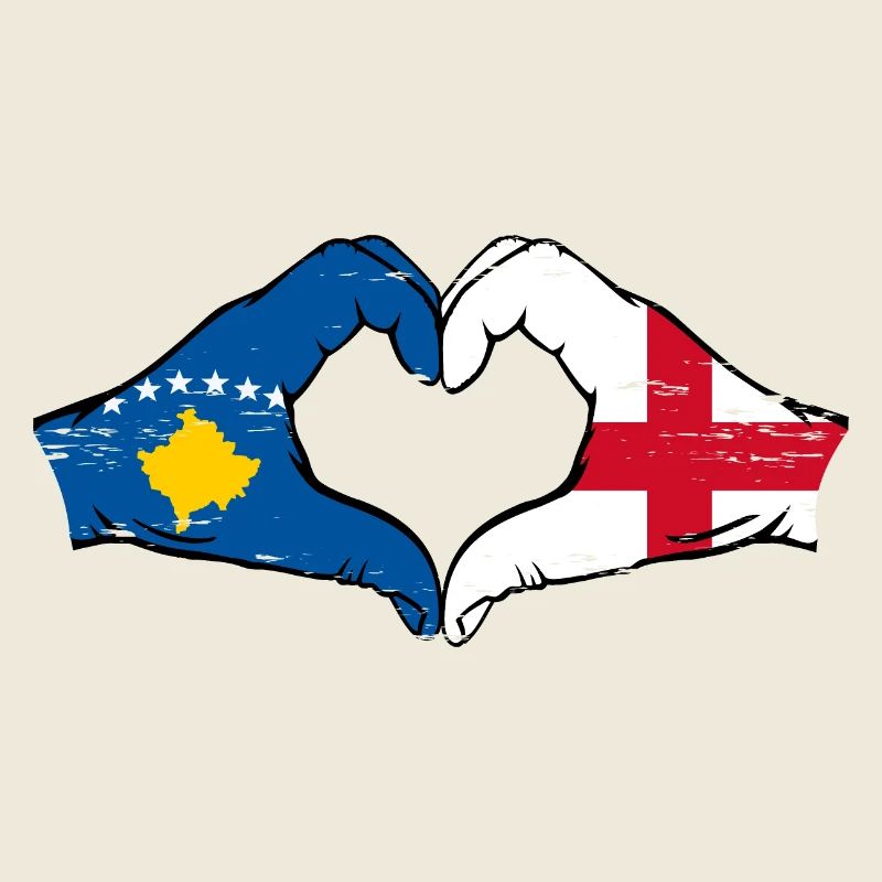 Kosovo Angleterre drapeau mains forme de coeur utilisé