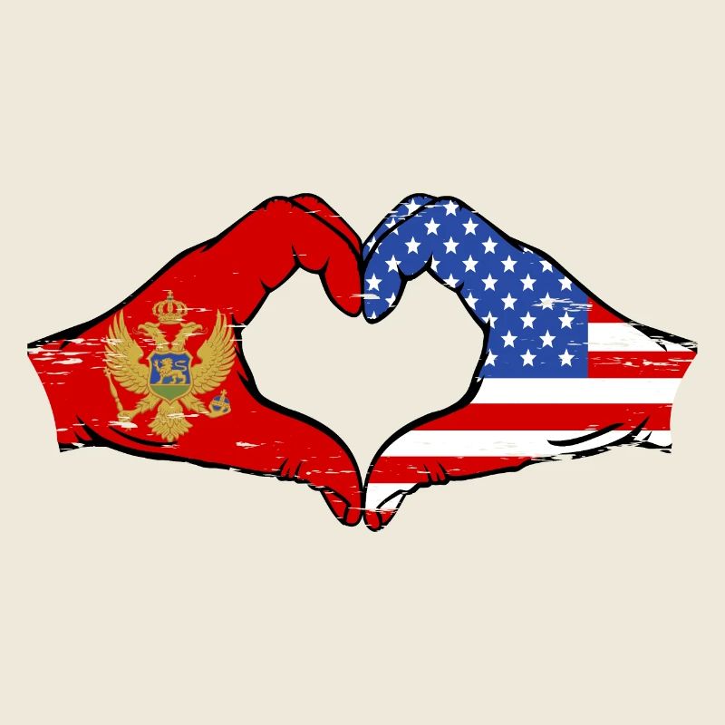 Monténégro Drapeau des États-Unis mains forme de coeur utilisé