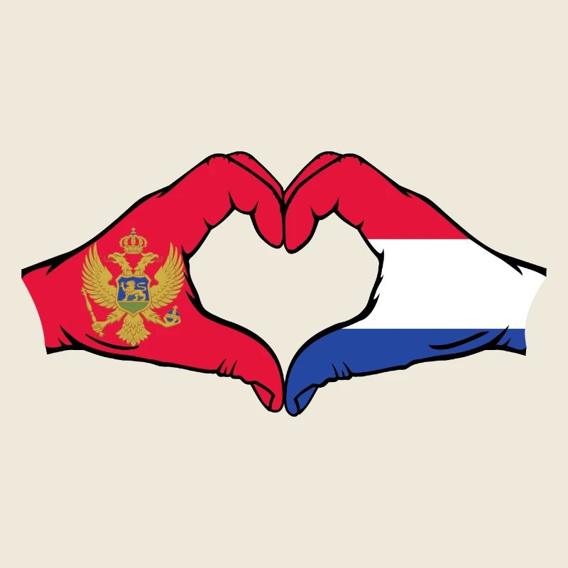 Montenegro Holland Flag Hands Heart Shape