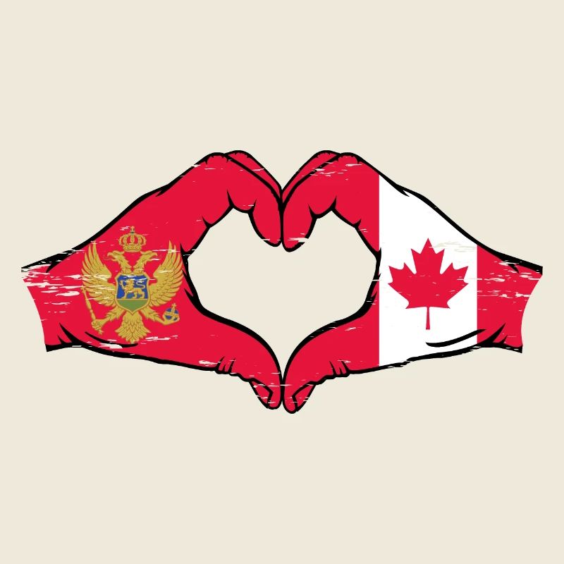 Monténégro Canada drapeau mains forme coeur utilisé