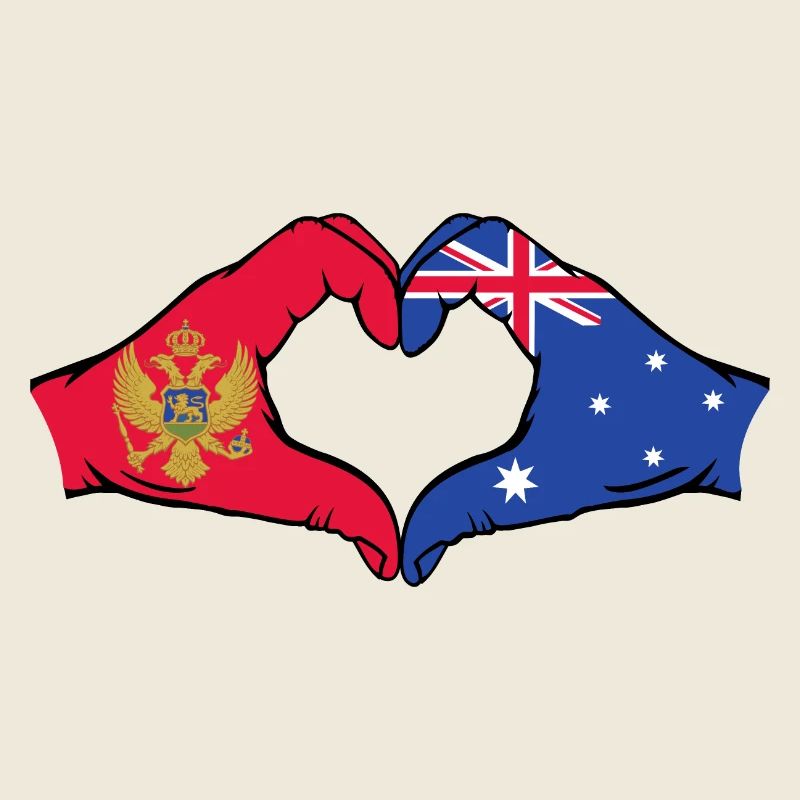 Montenegro Australia Flag Hands Heart Shape