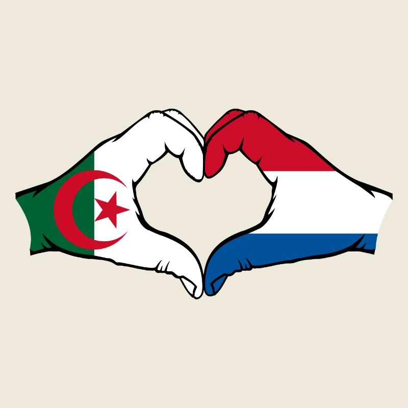 Algérie Hollande Drapeau Mains Coeur Forme