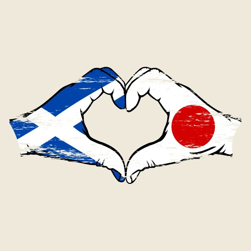 Scotland Japan Hands Heart Shape Used
