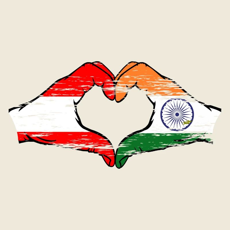 Austria India hands heart shape used