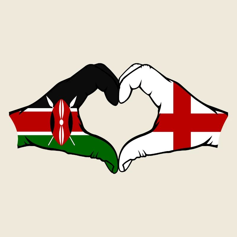 Kenya Angleterre mains en forme de coeur
