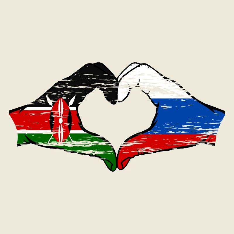 Kenya Russie mains forme de coeur utilisé