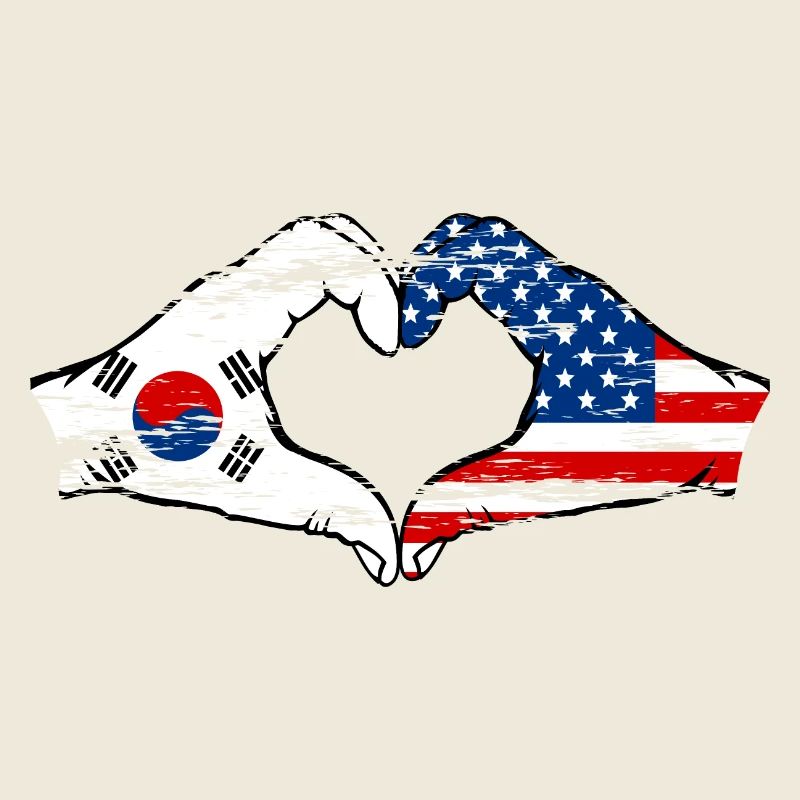 Corée du Sud USA mains forme de coeur utilisé