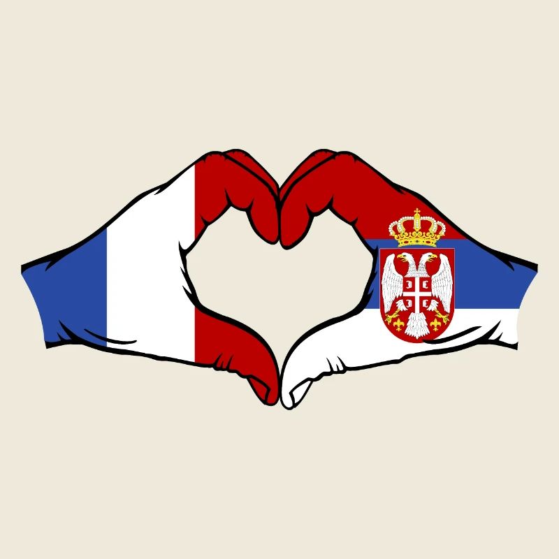 France Serbie Mains Forme Coeur