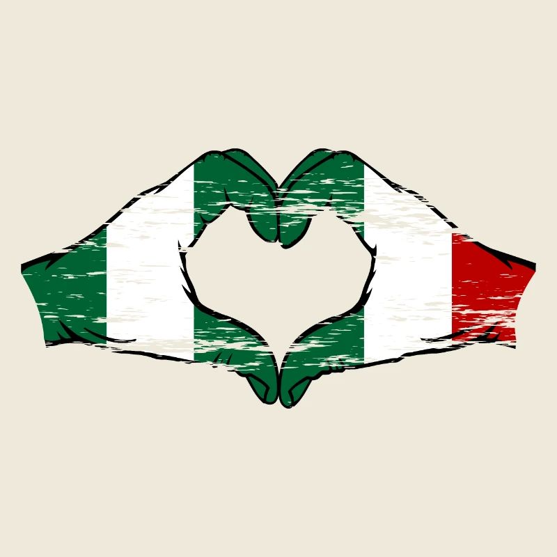Nigeria Italie drapeau forme de coeur utilisé