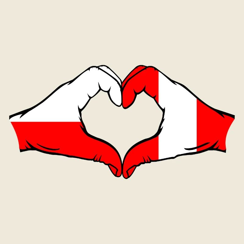 Pologne Pérou Drapeau Forme Coeur