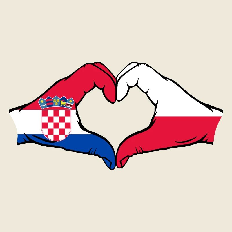 Croatia Poland Flags Heart Shape