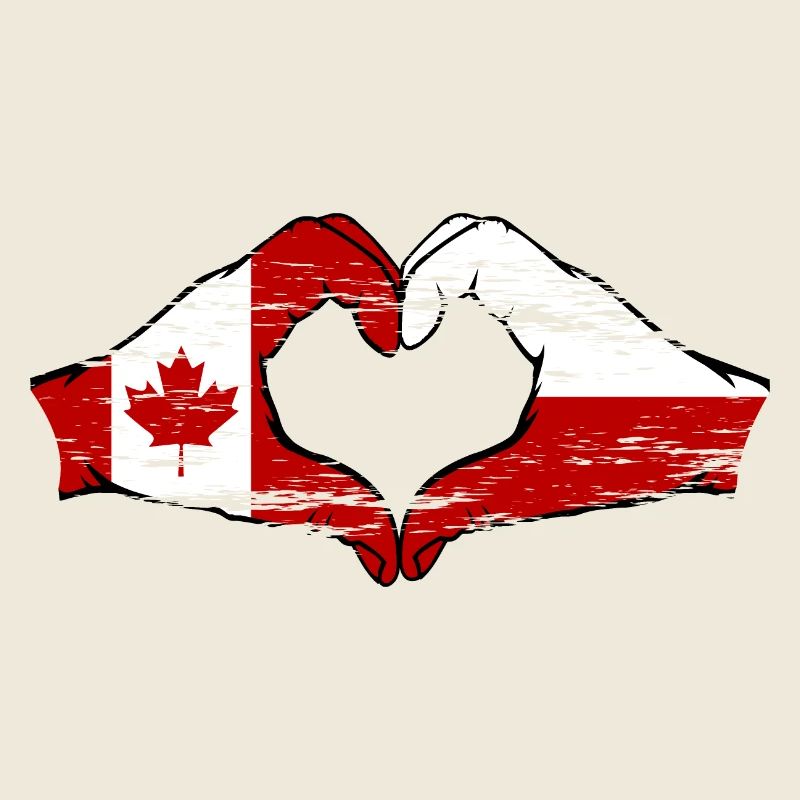 Drapeau du Canada de la Pologne Forme de coeur utilisé