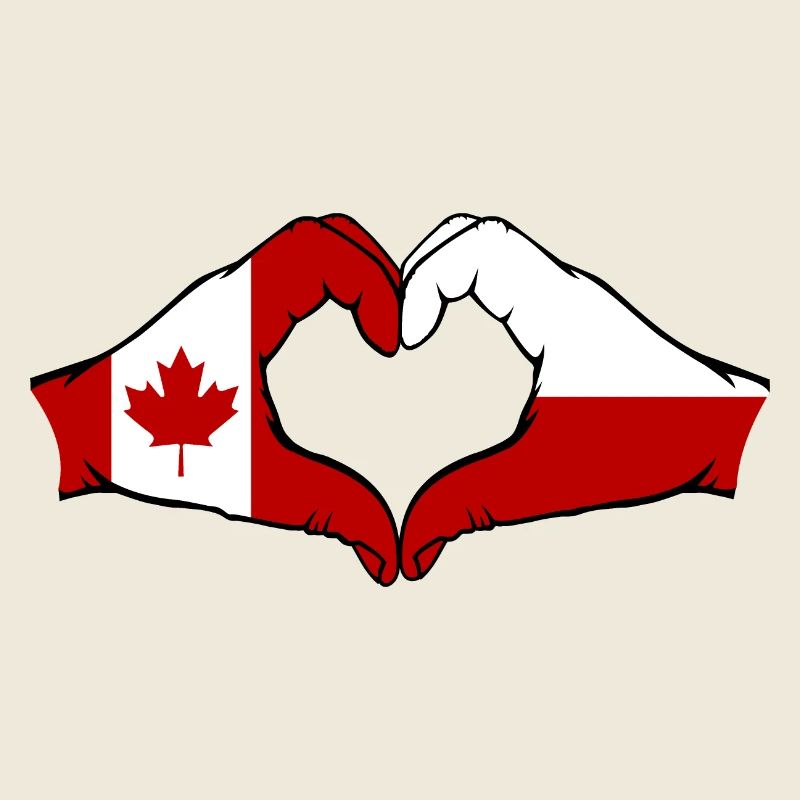 Canada Poland Flag Heart Shape